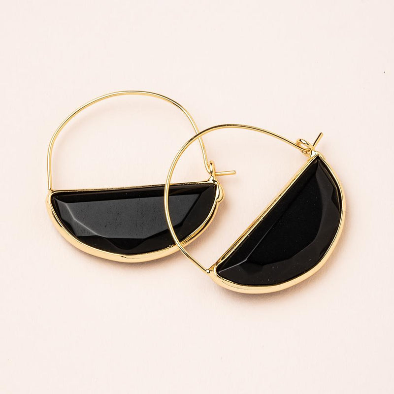 Prism Hoop Earrings - Black Spinel/Gold