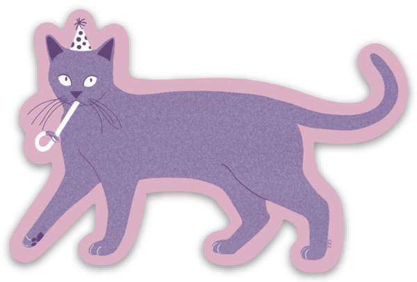 Purple Party Cat Sticker