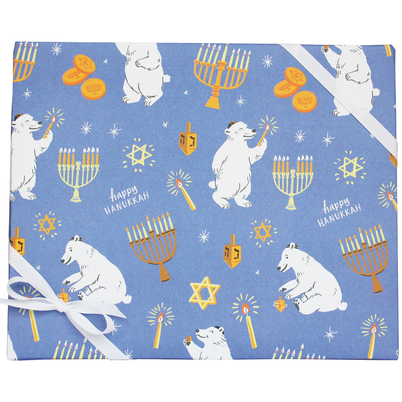 Polar Bear Hanukkah Gift Wrap: Single Sheet