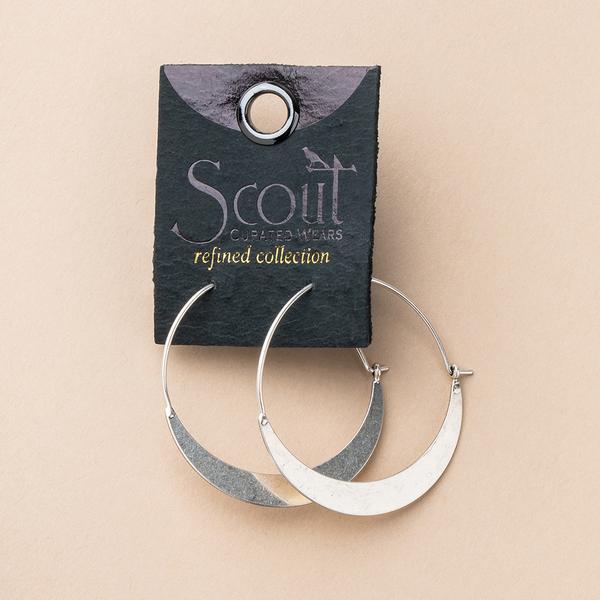 Crescent Hoop Earrings - Silver