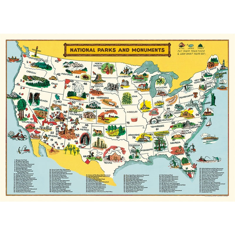 National Parks Map Poster