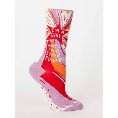I'm A Girl, What's Your Superpower? Women's Crew Socks