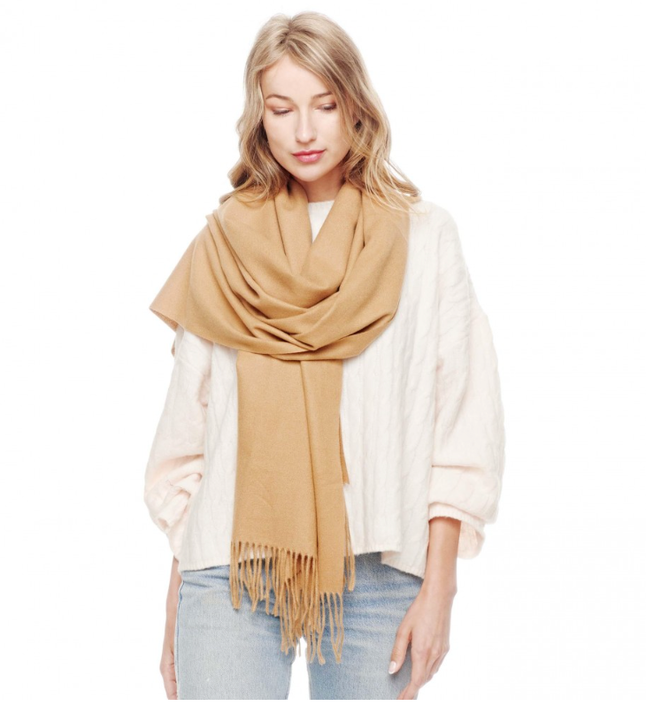 Solid Color Super Soft Cashmere Blend Scarf With Tassel Fringe