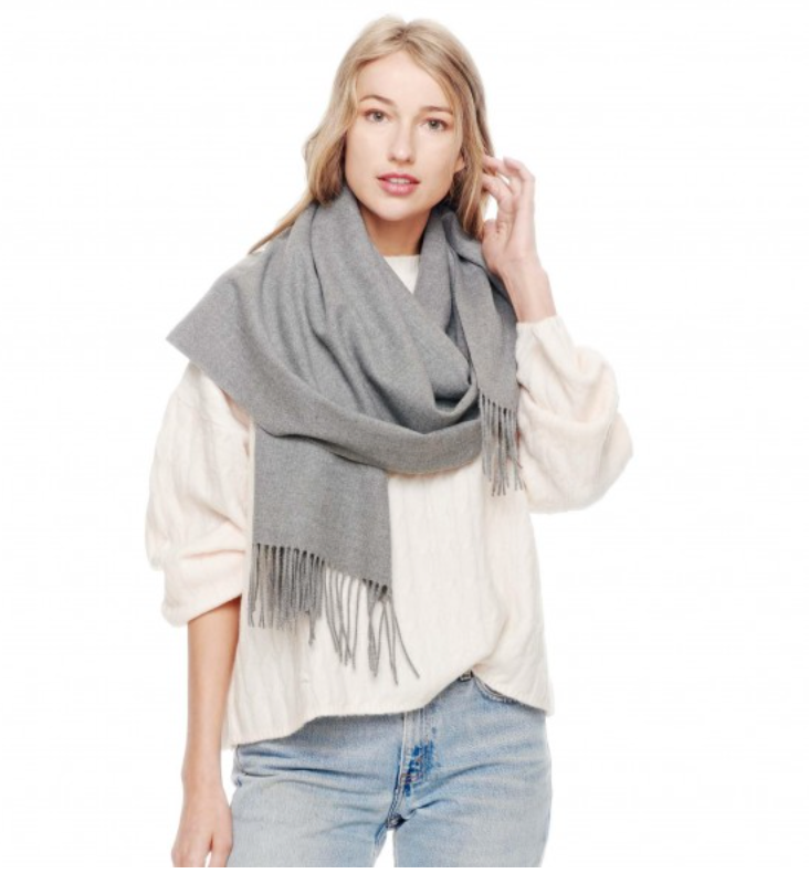 Solid Color Super Soft Cashmere Blend Scarf With Tassel Fringe