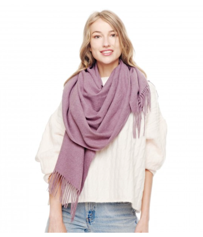 Solid Color Super Soft Cashmere Blend Scarf With Tassel Fringe