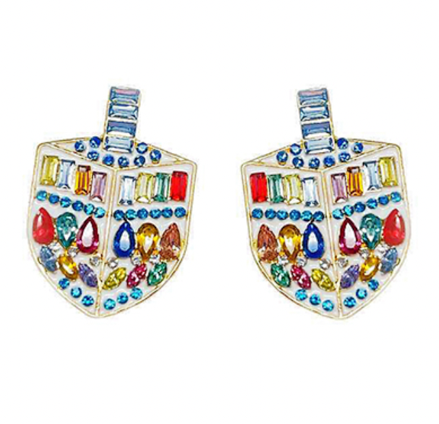 Jeweled Dreidel Earrings