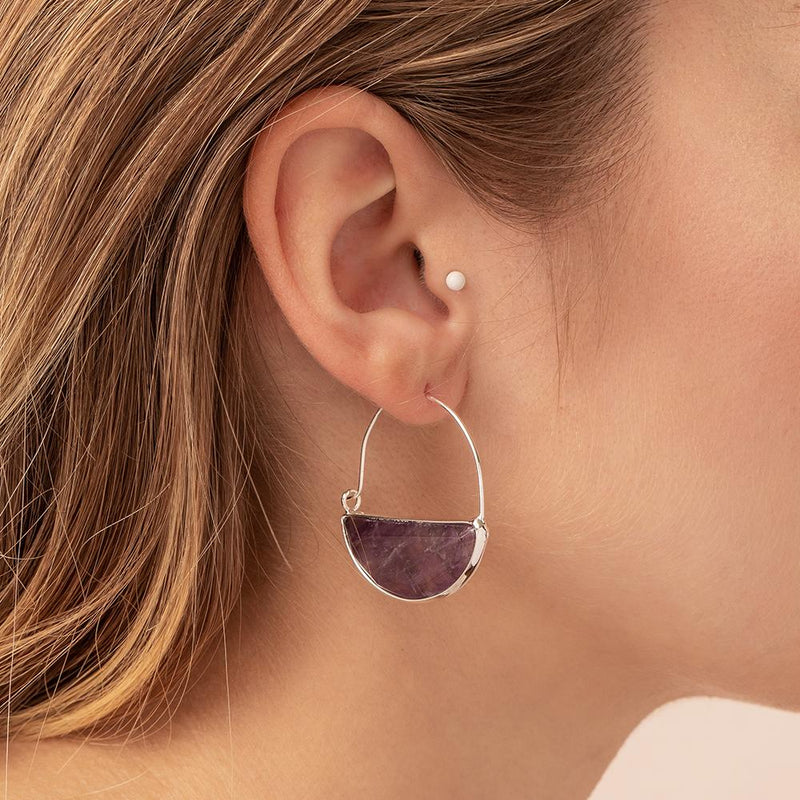 Prism Hoop Earrings - Black Spinel/Gold