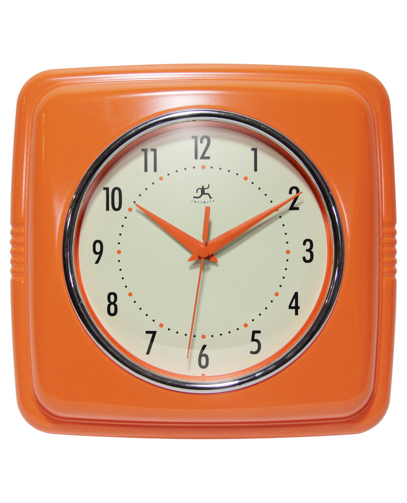Retro Square Wall Clock Orange