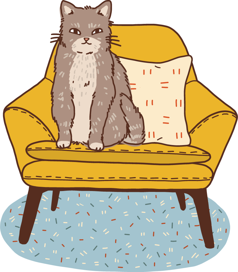 Cat on Yellow Chair Sticker