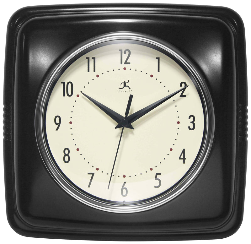 Retro Square Wall Clock in Black