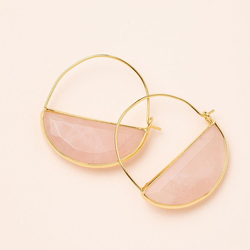 Prism Hoop Earrings - Rose Quartz/Gold