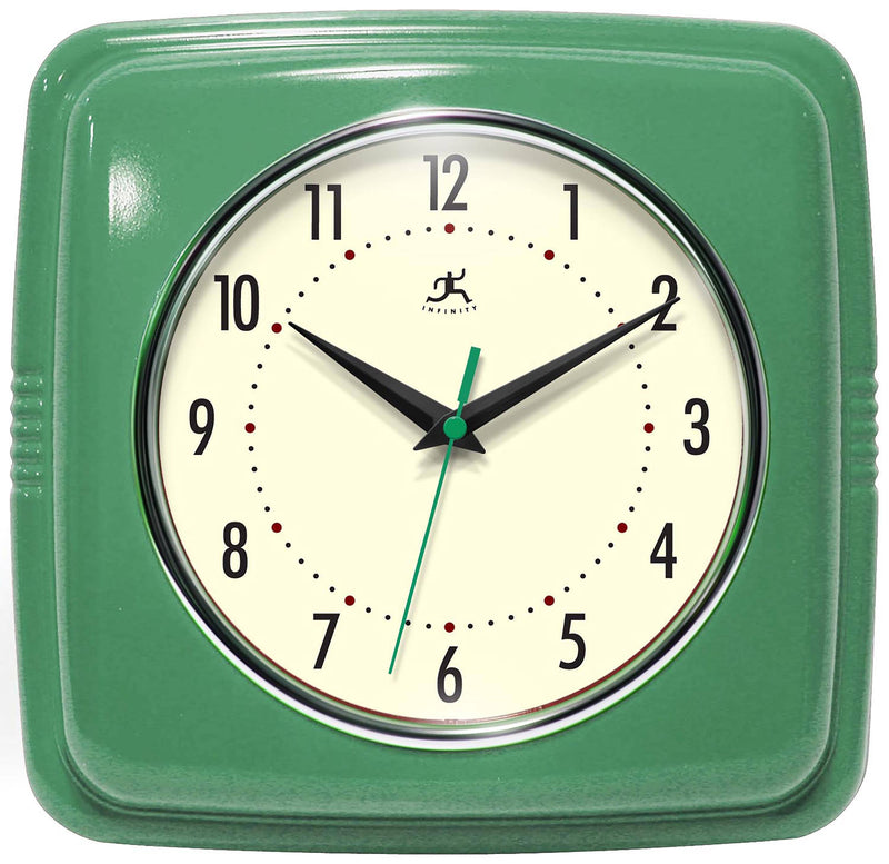 Retro Square Wall Clock in Green