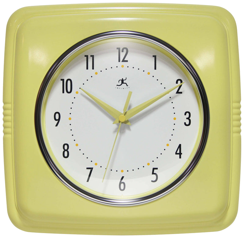 Retro Square Wall Clock Yellow