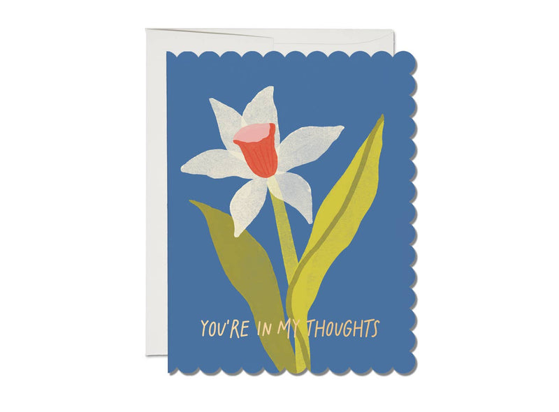 Scalloped Daffodil Sympathy Greeting Card